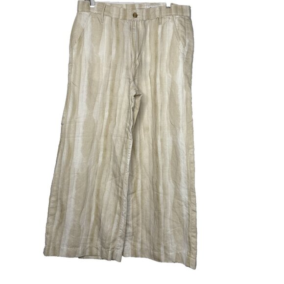 AG Adriano Goldschmied Stella Low Slung Palazzo Pants Wide Leg Tan Sz 29 Linen - Picture 1 of 9